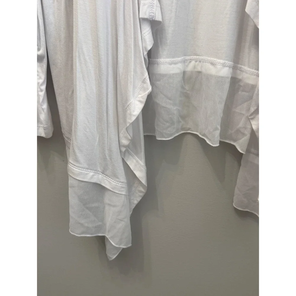 NWT Design History White Draped Cardigan Open Front Mesh Trim Women Missy XXL